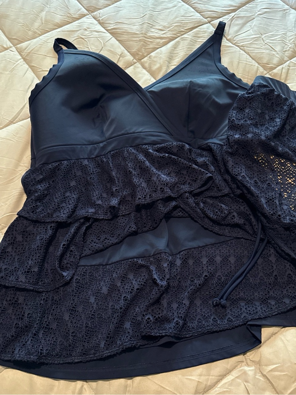 Three piece swimsuit top bottom and coverup